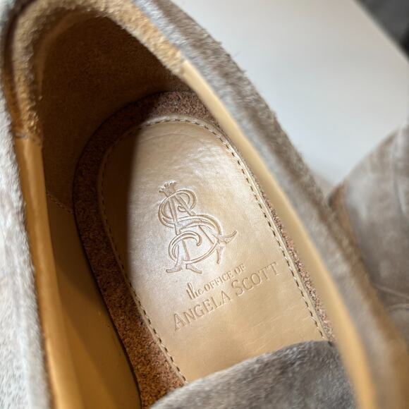 The Office of Angela Scott Mr. Logan Tan Suede Buckle Lace-Up Oxfords 37 / US 7 - Picture 11 of 15